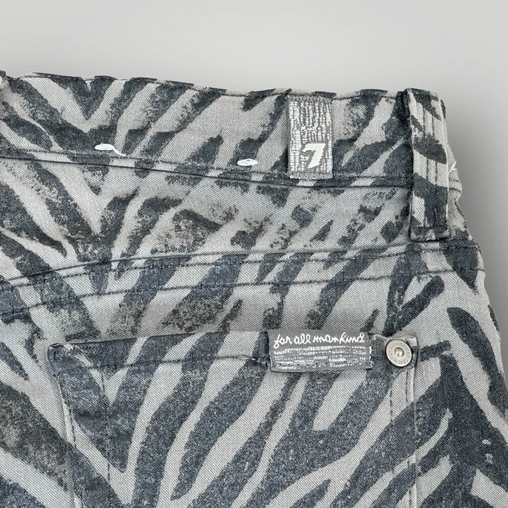 7 For All Mankind Jeans‎ Womens 26 Gray Zebra Pattern Super Stretch Skinny